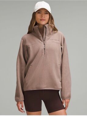 Lululemon Fleece Half Zip Pullover in Taupe sz 8 Cozy Oversized Pullover Jacket